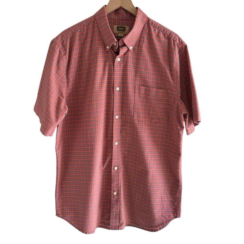 The Foundry Supply Co Men’s Plaid Button-Down Shirt LT Easy Care Preppy Casual